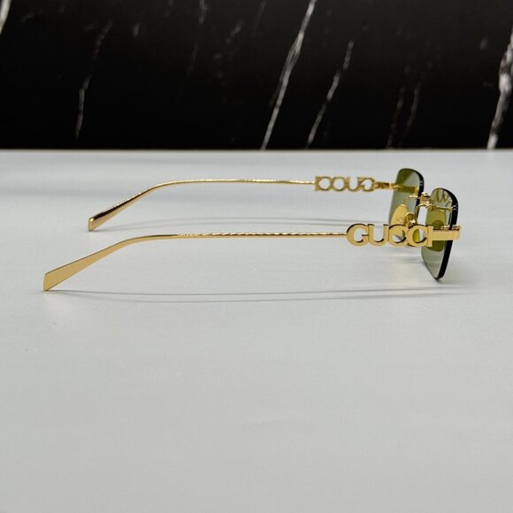 NEW GUCCI SUNGLASSES GOLD UNISEX RECTANGLE EYEWEAR GUCCI GG1808S 002 main image 9